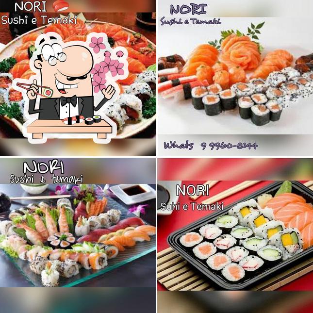 Peça diferentes opções de sushi