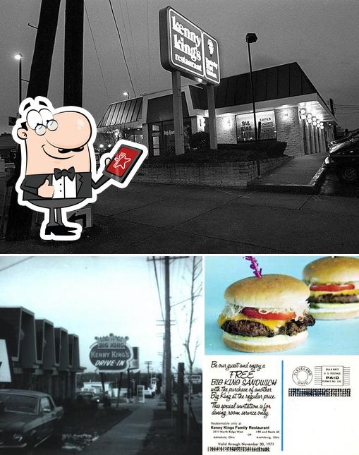 The restaurant's exterior and burger