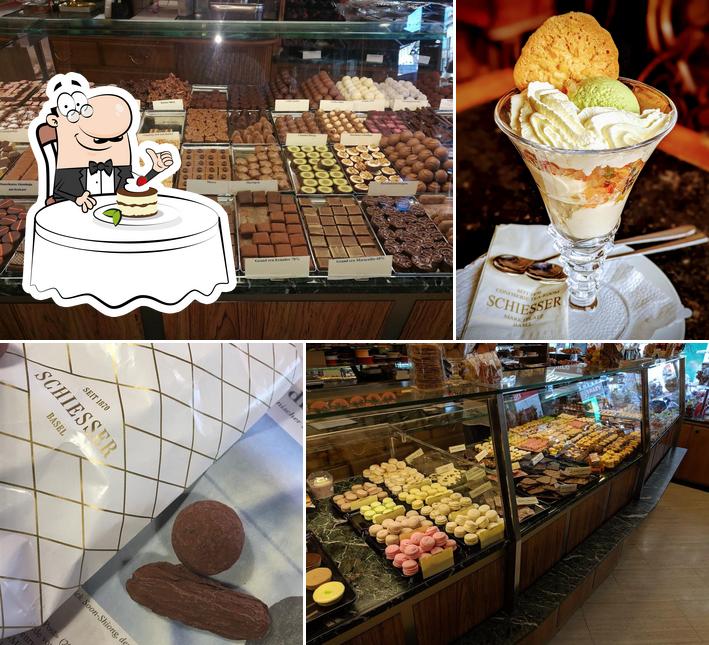 Confiserie Schiesser - seit 1870 - Café, Tea-Room, Confiserie zum Rathaus Basel te ofrece una buena selección de dulces