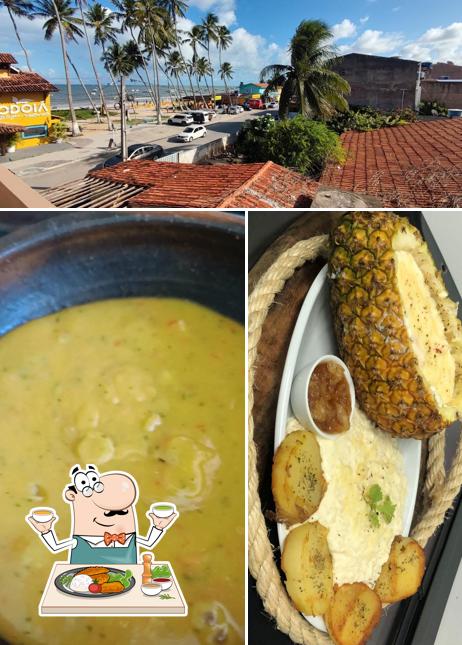 Esta é a imagem mostrando comida e exterior no Cocco Maragogi