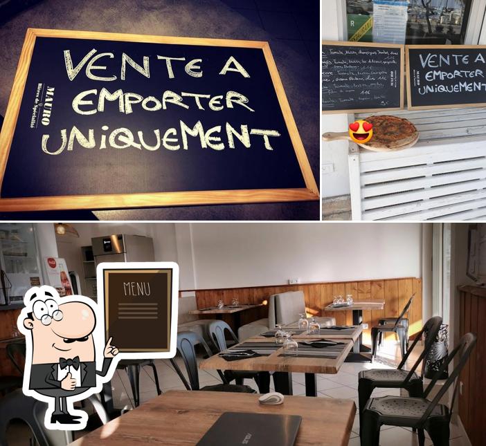 Voici l’image indiquant la tableau noir et intérieur sur Fleur de Mozza - Pizzeria Menton