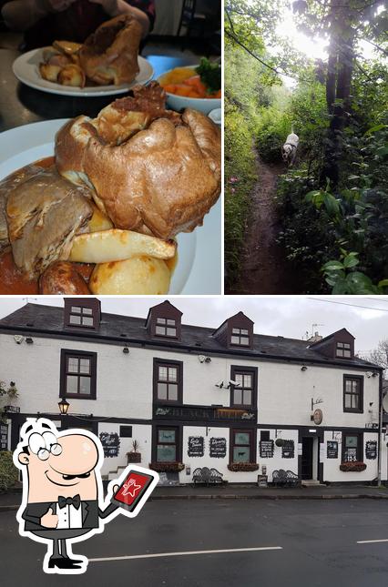 This is the picture showing exterior and food at Black Bull Inn