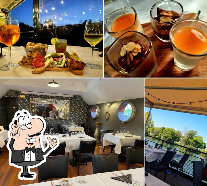 Among different things one can find interior and drink at La Péniche