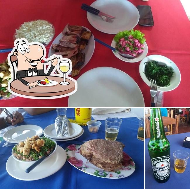 Esta é a ilustração mostrando comida e cerveja no Restaurante Camilo