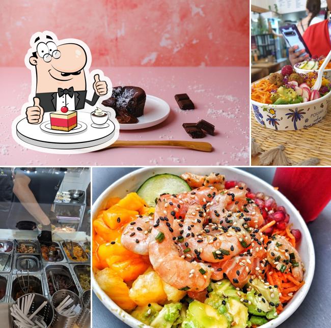 POKAWA Poké bowls sert une sélection de desserts