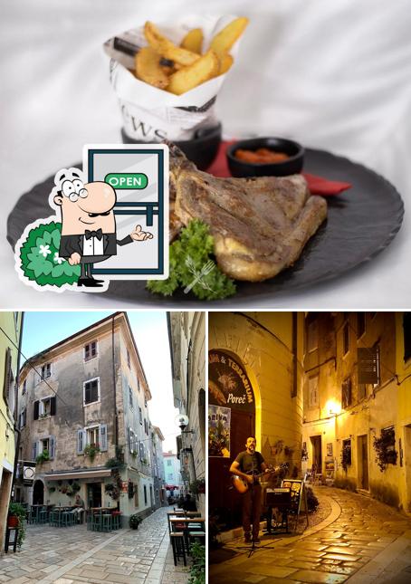 La esterno e cibo del ristorante