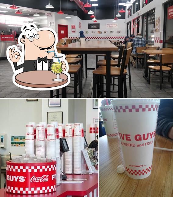 The image of drink and interior at Five Guys