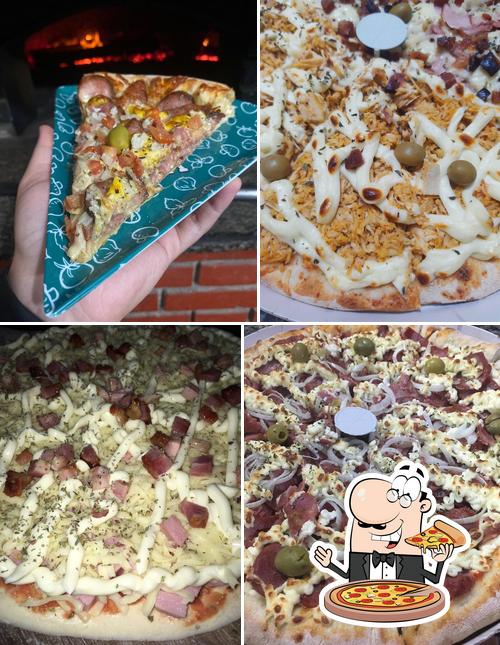 Escolha pizza no Viana’s Pizzaria
