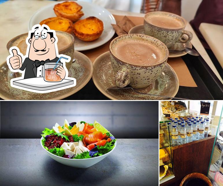 Entre diversos coisas, bebida e comida podem ser encontrados a A Padaria Portuguesa