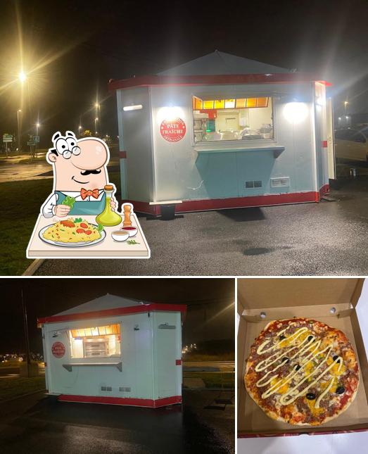Las imágenes de comida y exterior en Steevy pizza