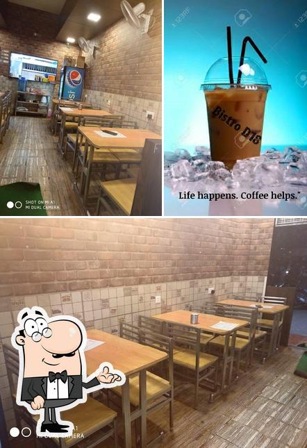 This is the picture depicting interior and beverage at Bistro D18
