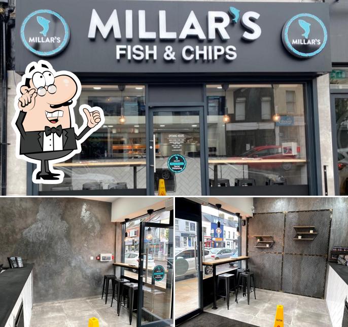 The picture of Millars Fish & Chips Bangor’s interior and exterior