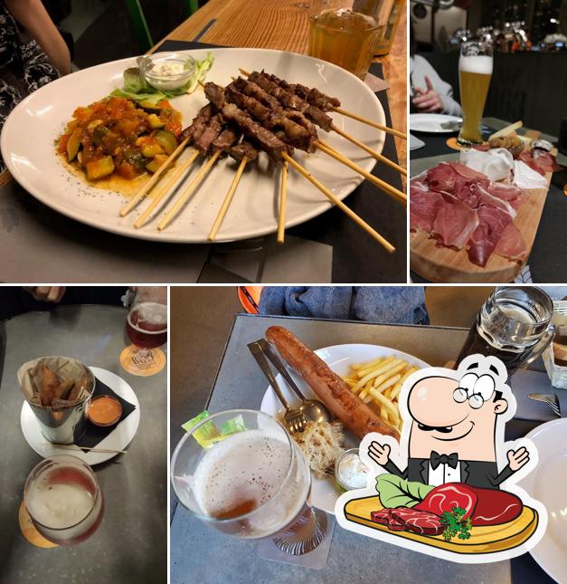 B63 Birrificio serve piatti di carne
