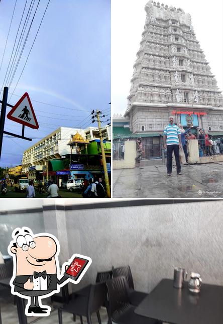 Among various things one can find exterior and interior at New Harihara Hotel