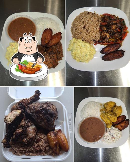 Platos en Belizean/Jamaican Cuisine