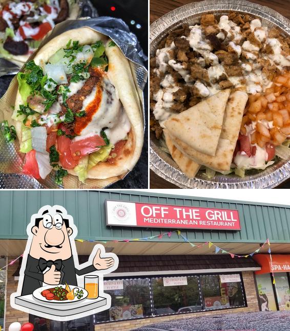 The photo of food and exterior at Off The Grill Mediterranean Restaurant