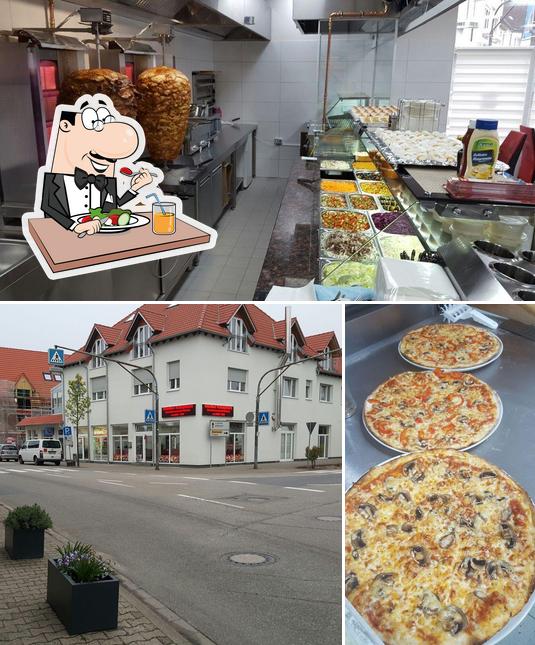 Dies ist das Bild das lebensmittel und außen bei Istanbul Pizza & Kebabhaus zeigt