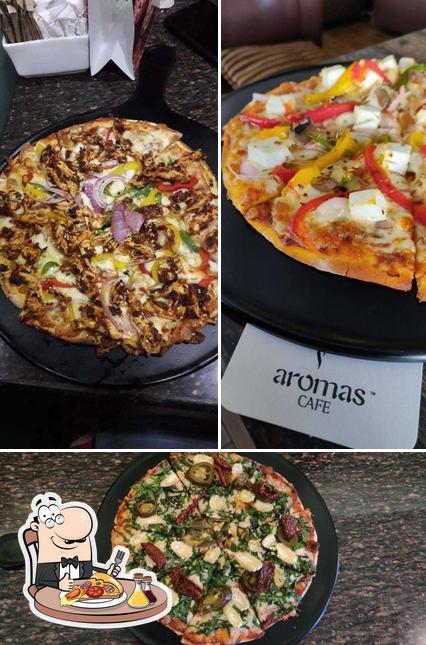 Pick pizza at Aromas Café & Bistro