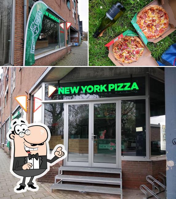 Check out the photo displaying exterior and pizza at New York Pizza