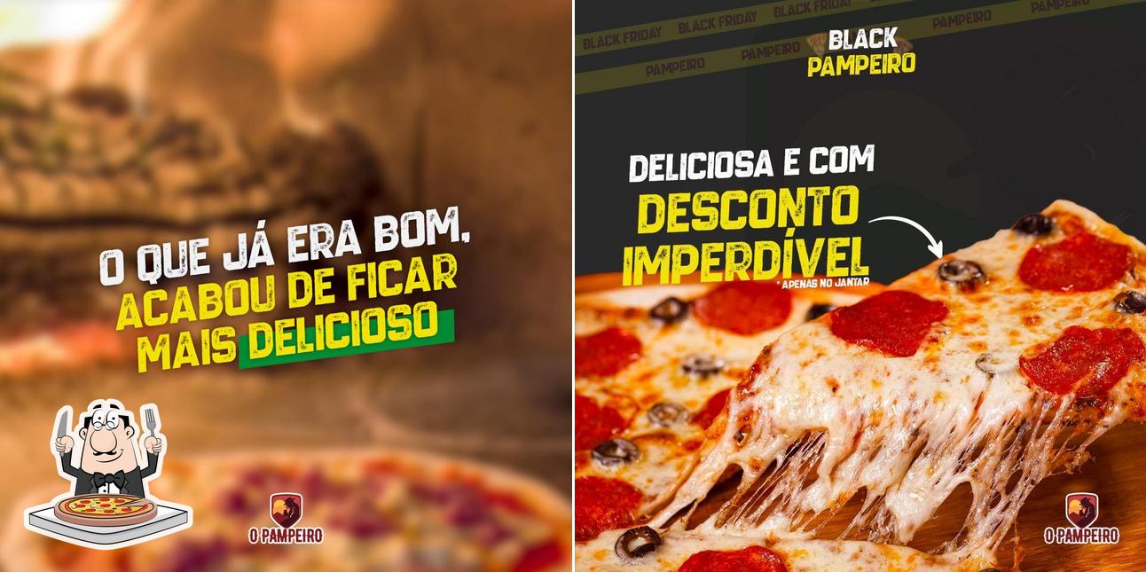 Escolha pizza no O Pampeiro Churrascaria