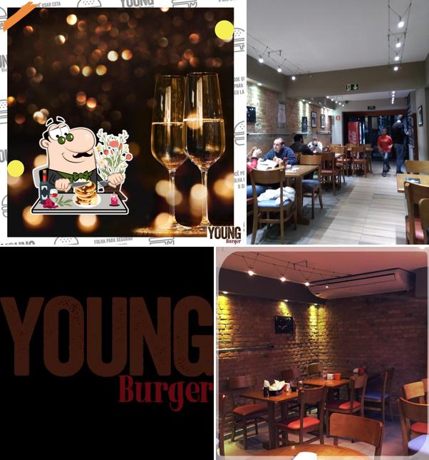 É agradável tomar uma taça de vinho no Young Burger