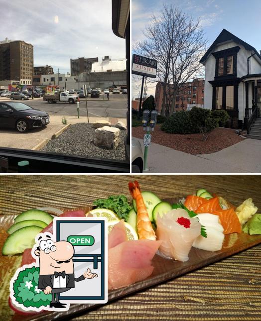 This is the image showing exterior and sushi at Hikari Restaurant