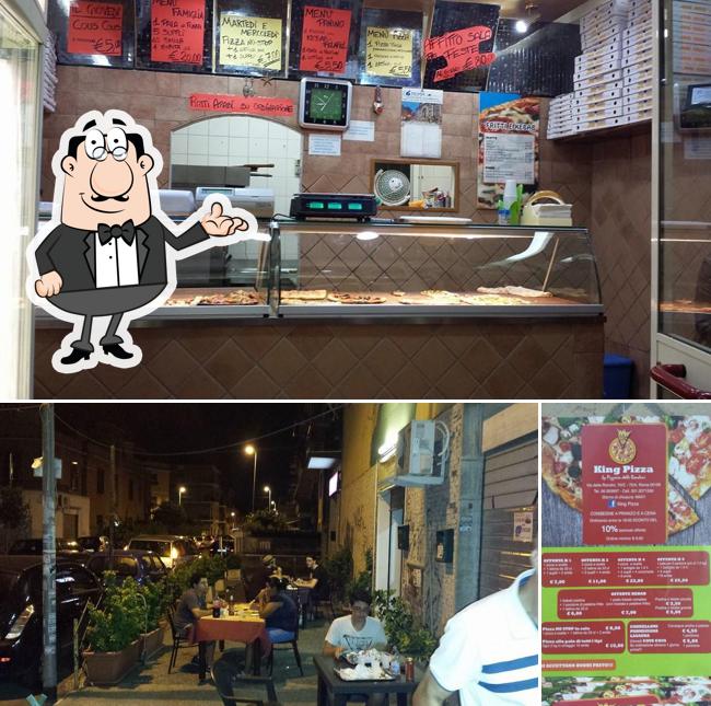 Questa è la immagine che raffigura la interni e cibo di Pizzeria le Rondini King pizza da magdy