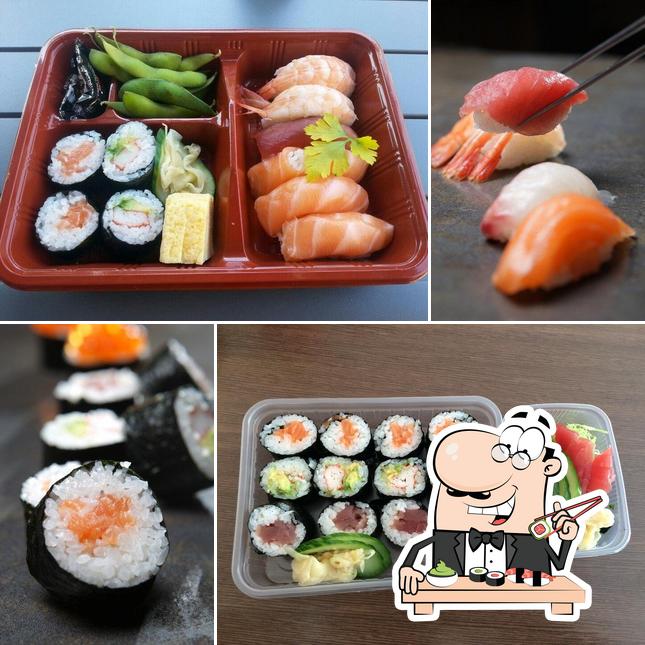 Sushi-Rollen werden von Takajo serviert