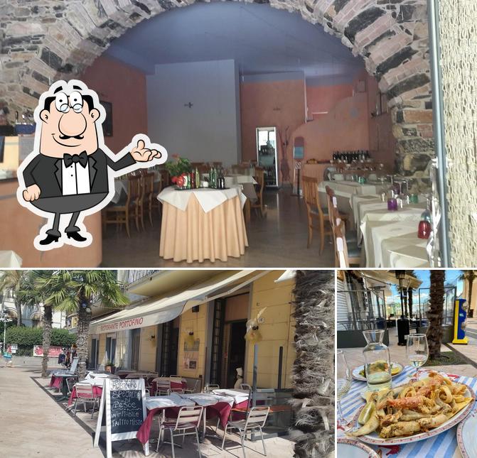 La interni e tavolo da pranzo del ristorante