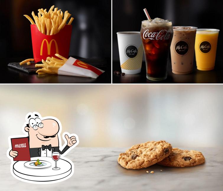 The picture of food and beer at McDonald's