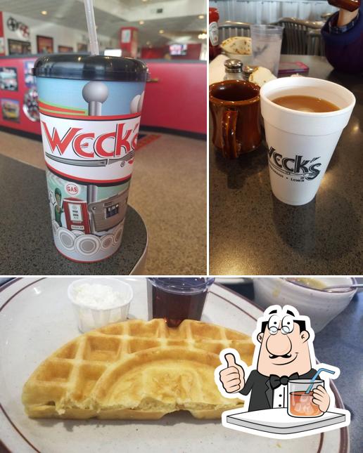 This is the image depicting drink and food at Weck's Breakfast & Lunch