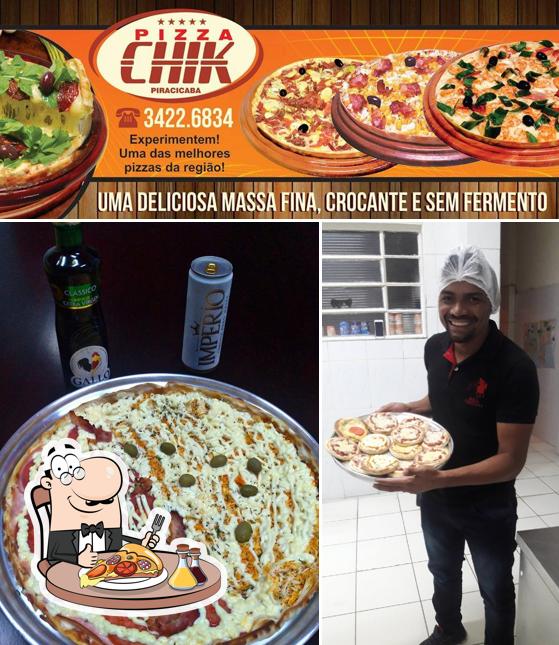 Escolha pizza no Pizzaria Chik