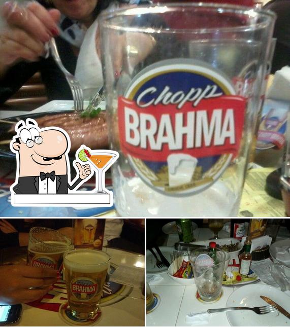 A ilustração da bebida e mesa de jantar no Chopp Brahma Express