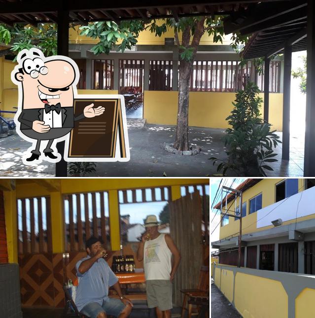 A ilustração do Restaurante Feijão do Lindu’s exterior e balcão de bar