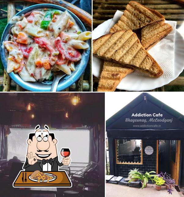 Try out pizza at Addiction Cafe