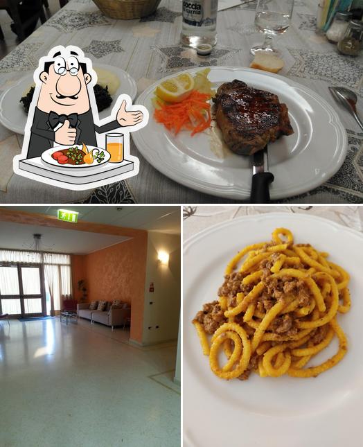 Tra le diverse cose da Albergo Ristorante Campanile Azzurro si possono trovare la cibo e interni