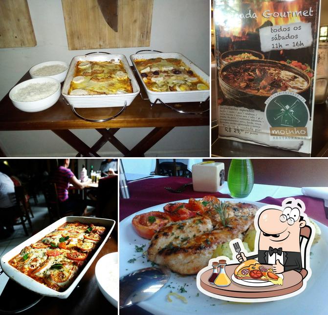 Escolha pizza no Restaurante Moinho Quiririm