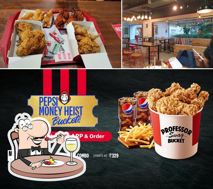 The image of food and interior at KFC