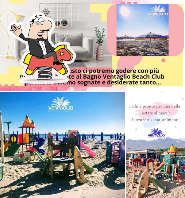 Tra le varie cose da Restaurant Ventaglio Beach Club si possono trovare la area giochi e interni