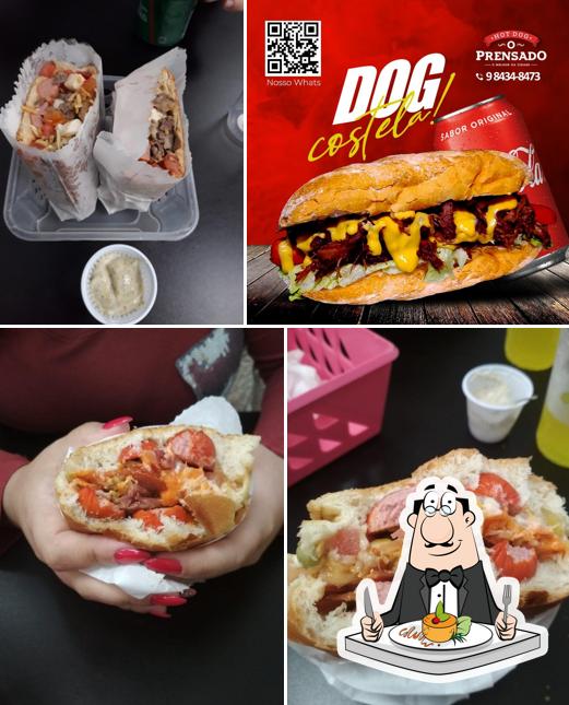 Sanduíche de carne de porco desfiada em Hot Dog O Prensado