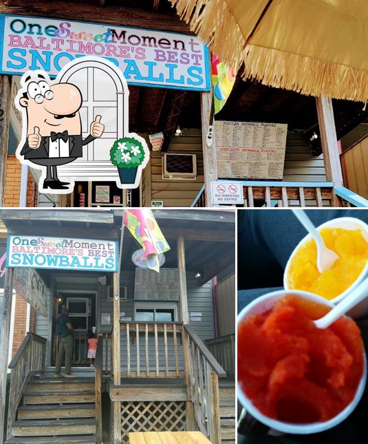 This is the photo showing exterior and food at One Sweet Moment- Baltimore's Best Snowballs ️