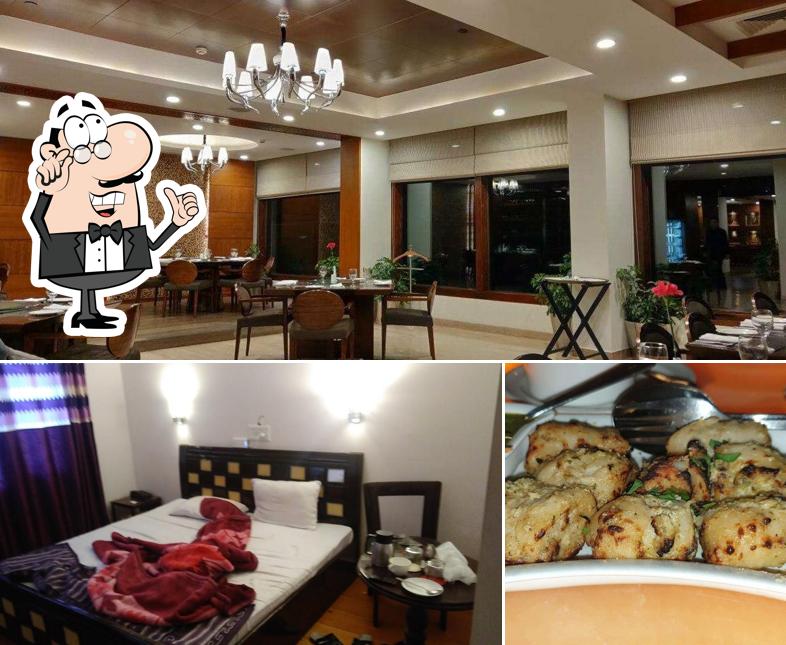 The restaurant's interior and food