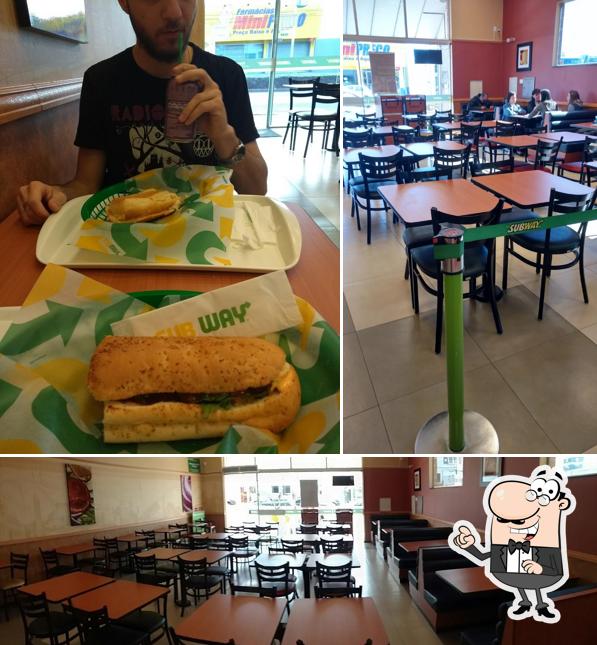 Confira a foto ilustrando interior e mesa de jantar no Subway