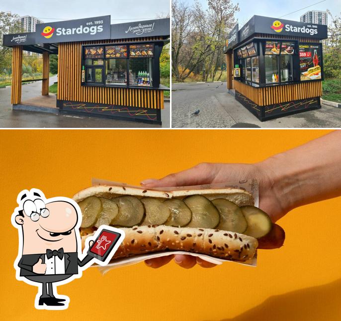 Take a look at the image showing exterior and food at Stardogs
