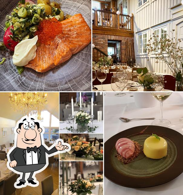 Check out the picture displaying interior and food at Hjelseng Gård