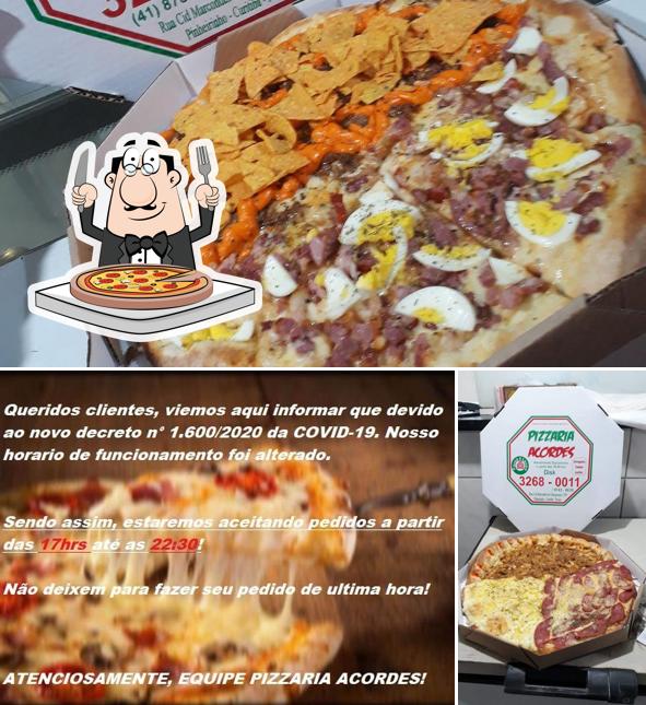 Experimente pizza no Pizzaria Acordes