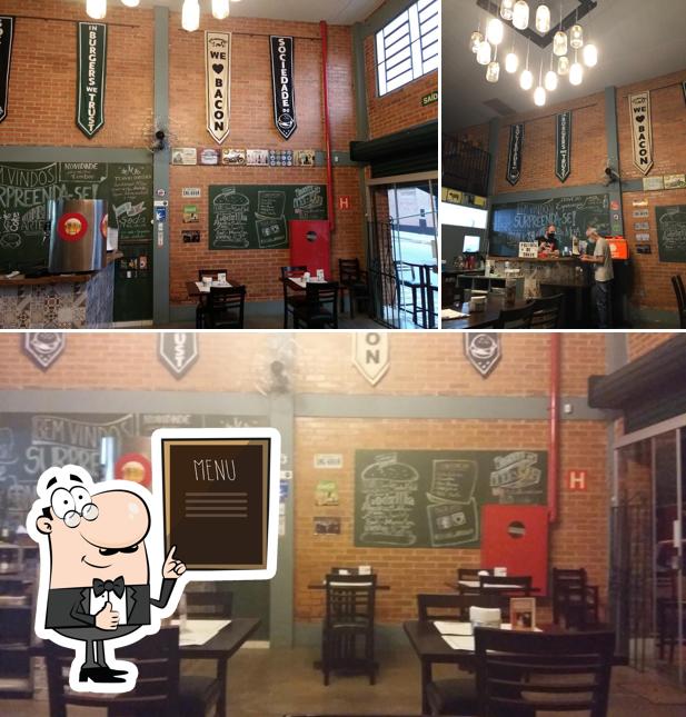 This is the photo showing blackboard and interior at Sociedade do Hamburguer