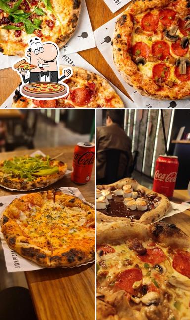 Consiga pizza no Jon Pizza Co