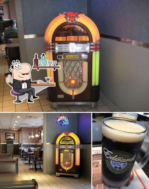 Check out the picture showing interior and beer at Edwards Drive-In Restaurant