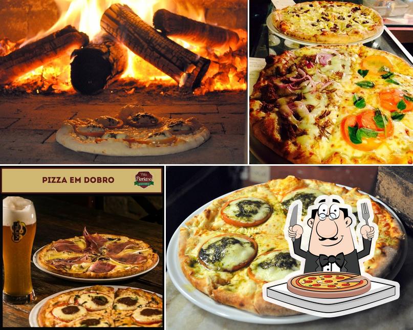 Experimente pizza no Pizzaria Villa Floriano